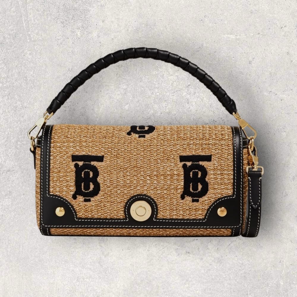 Burberry TB Faux Rafia Flap Bag